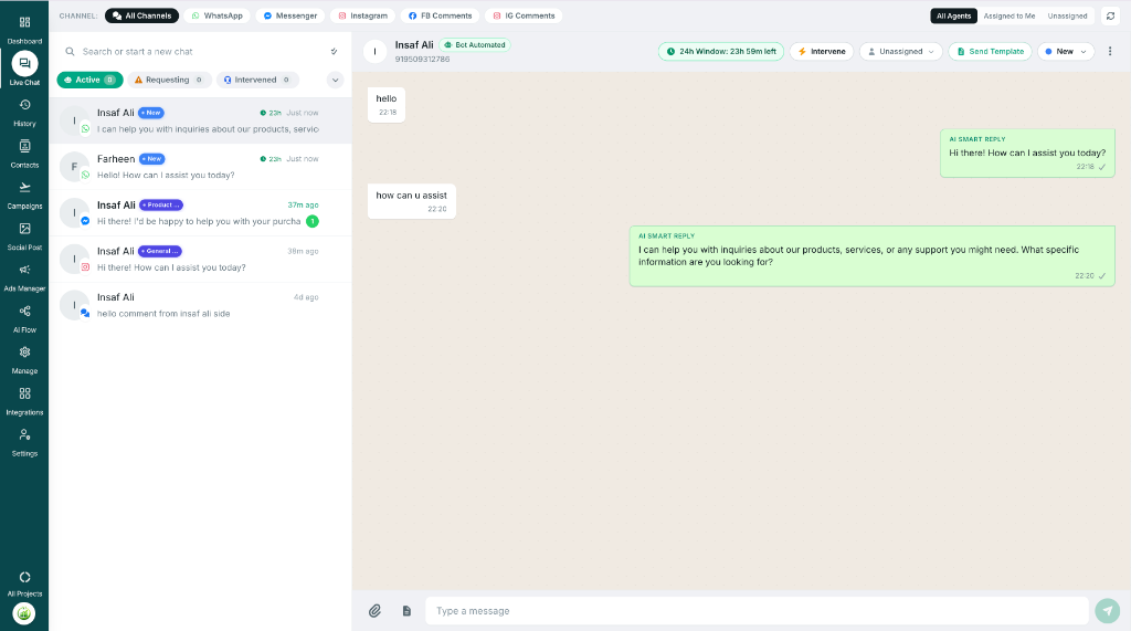 Leadsbaker Unified Inbox — All channels in one dashboard